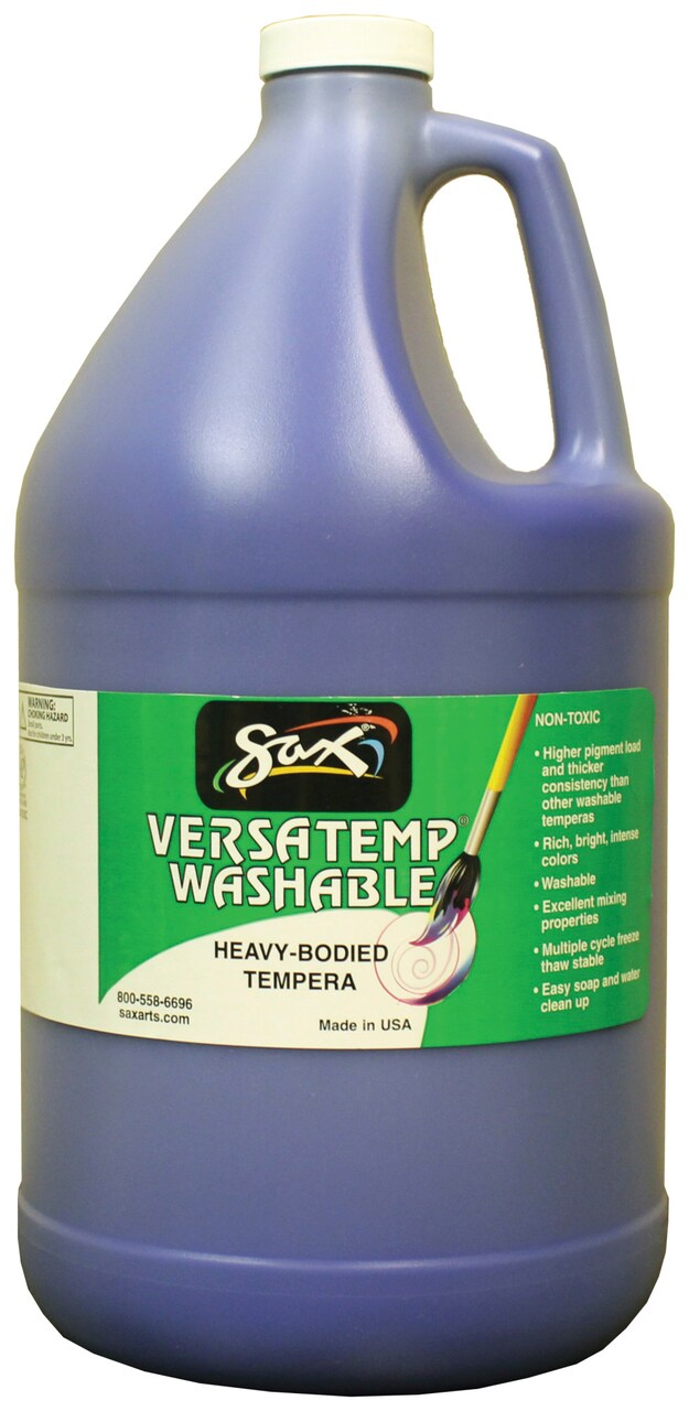 Sax Versatemp Washable Heavy-Bodied Tempera Paint, 1 Gallon, Primary Blue